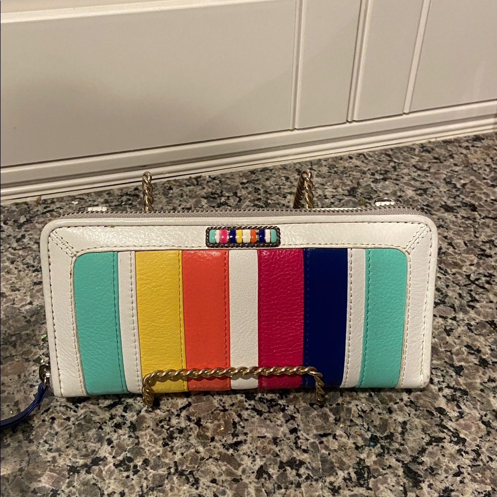 Brighton Multi Color Striped Vintage Wallet